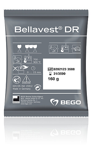 Bellavest® DR is a low-dust, shock-heat or conventionally heated precision casting investment for crown and bridgework.