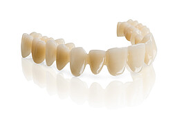 Crowns and bridges made of BEGO PMMA Multicolor available in three colors (M01–M03)