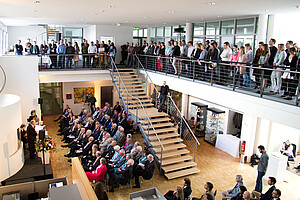 The BEGO foyer was filled with many guests and employees.