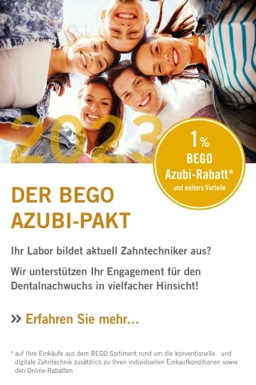 Der BEGO Azubi-Pakt – Ihr Labor bildet aktuell Zahntechniker aus? Wir unterstützen Ihr Engagement für den ­Dentalnachwuchs in vielfacher Hinsicht!